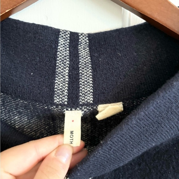 Moth by Anthropologie wool mock sweater tunic plaid blue size MP - Picture 3 of 6